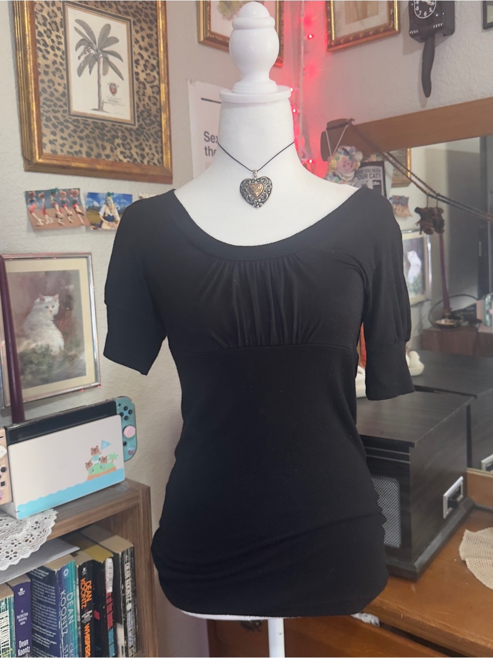 Y2K Black Women's peasant style top